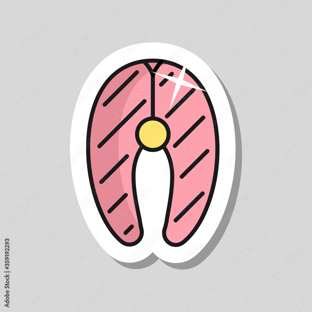 Salmon meat vector icon. Barbecue and bbq grill Salmon meat vector icon. Barbecue and bbq grill