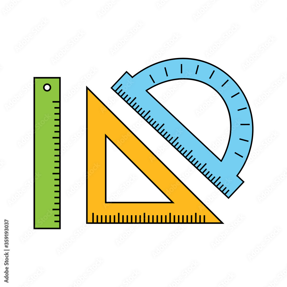 Set of rulers for school and office drawing, color on a white background, isolated vector illustrations, design, icon Set of rulers for school and office drawing, color on a white background, isolated vector illustrations, design, icon