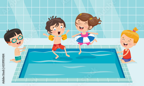 Funny Children And Swimming Pool