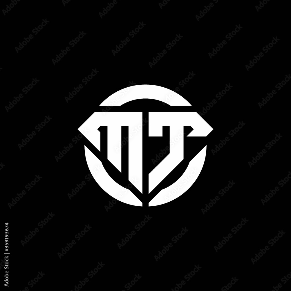 MT monogram logo with diamond shape and ring circle rounded Stock ...