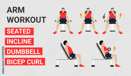 Fitness icon. seated incline dumbell bicep curl