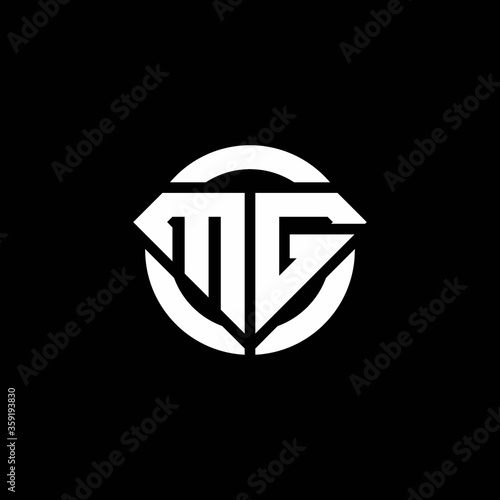 MG monogram logo with diamond shape and ring circle rounded