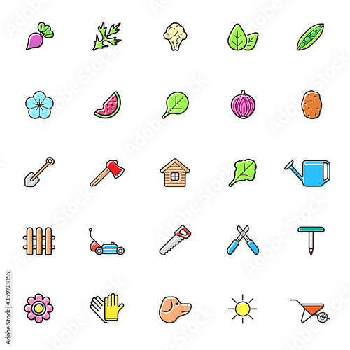 Set of Natural Agroecological Smart Gardening Icons. Eco Food. Vector Illustration Elements.