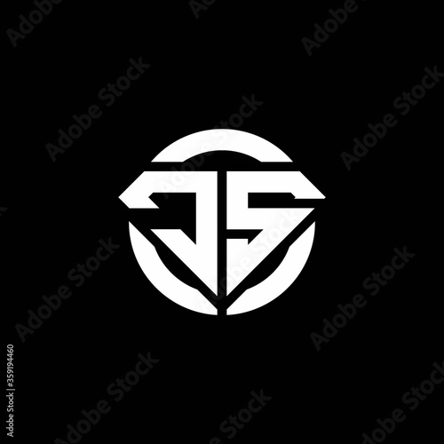 JS monogram logo with diamond shape and ring circle rounded