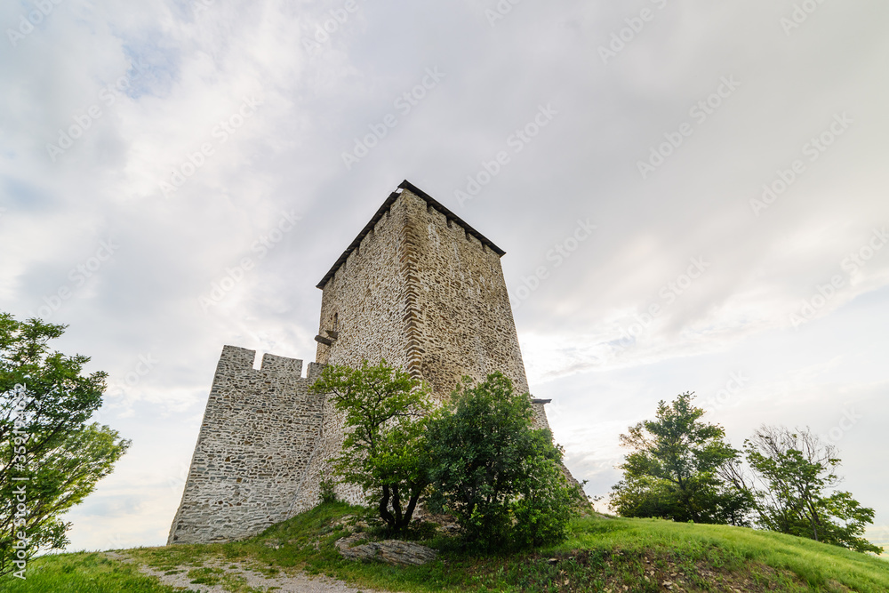 Vrsac, Serbia - June 04, 2020: Vrsac fortress in Serbia. Landmark architecture on Vojvodina district. Vrsac Castle formerly known as 