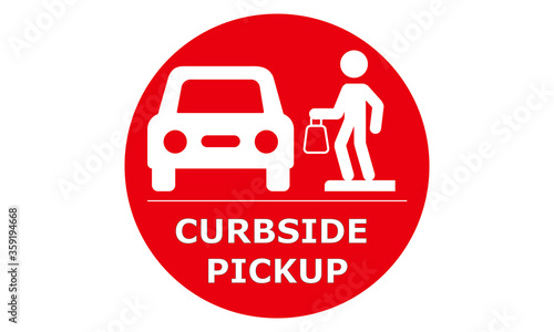 Curbside Pickup illustrated vector clip art sign symbolizing a designated area
