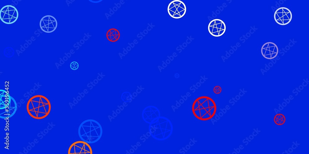 Light Blue, Red vector background with occult symbols. Light Blue, Red vector background with occult symbols.