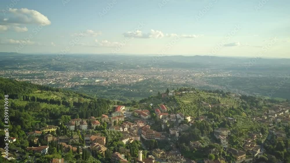 Panoramic Aerial Shot over Florence with Fiesole in the Foreground in 4K Panoramic Aerial Shot over Florence with Fiesole in the Foreground in 4K