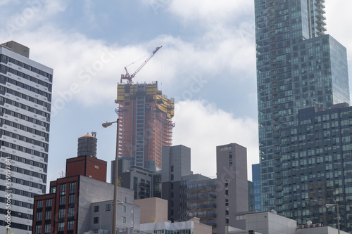 Modern Skyscrapers with Construction in the Long Island City Queens New York Skyline