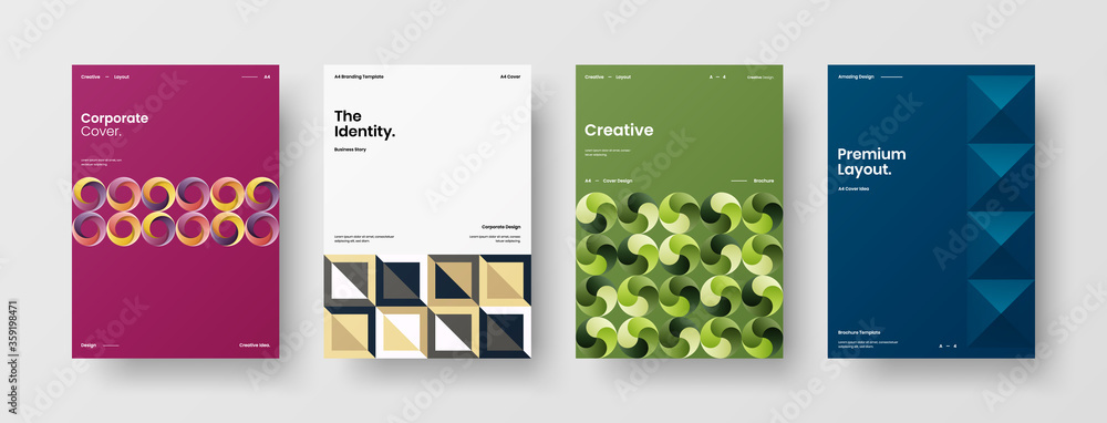 Naklejka premium Abstract brochure cover vector design. Corporate identity geometric illustration template.