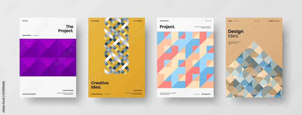 Naklejka premium Abstract brochure cover vector design. Corporate identity geometric illustration template.