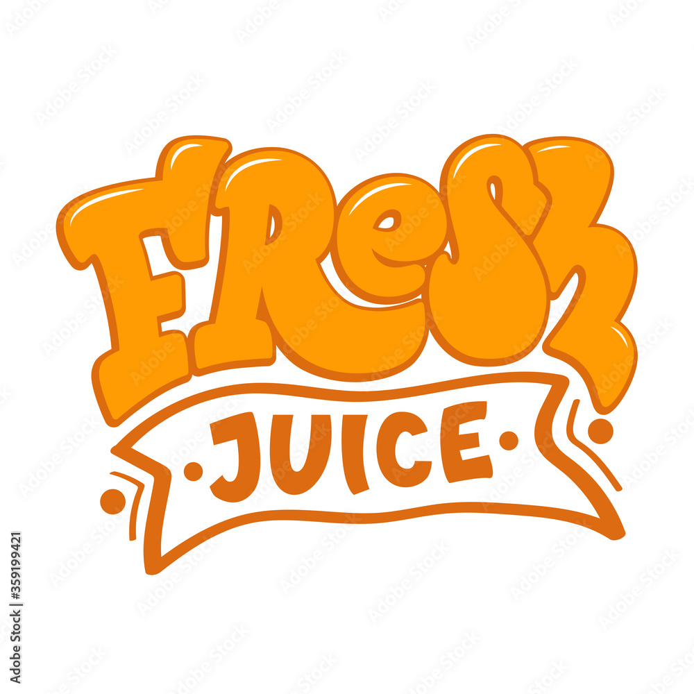 Hand drawn lettering of logo Fresh juice Hand drawn lettering of logo Fresh juice