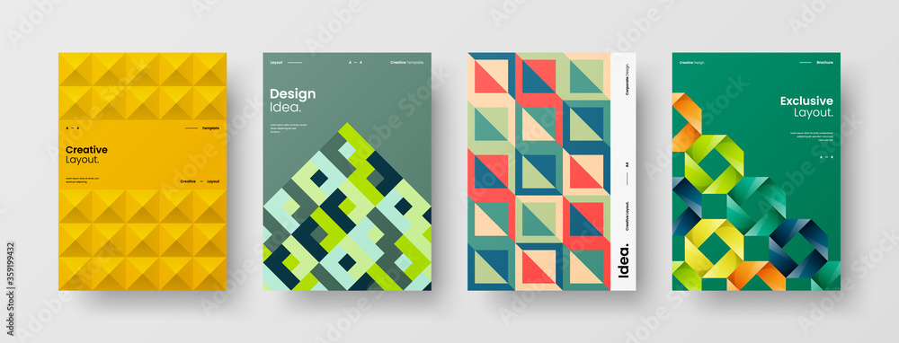 Fototapeta premium Abstract brochure cover vector design. Corporate identity geometric illustration template.