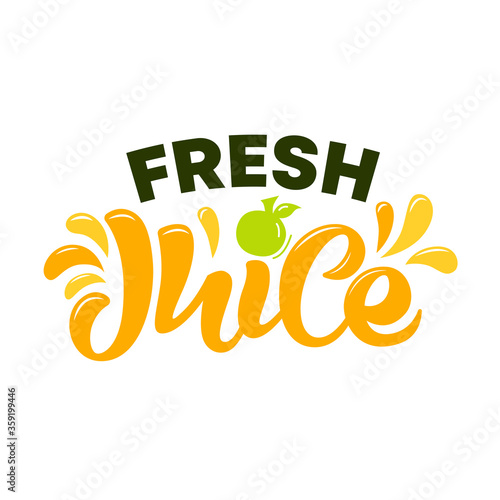 Hand drawn lettering of logo Fresh juice