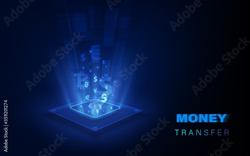 Money transfer. Global Currency. Stock Exchange. Stock vector illustration.