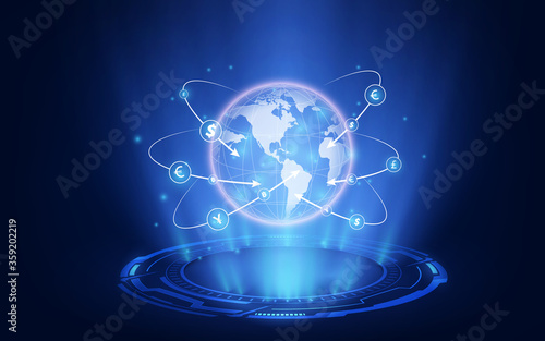Money transfer. Global Currency. Stock Exchange. Stock vector illustration.eps10