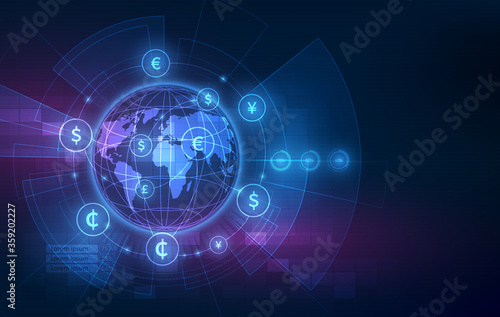 Money transfer. Global Currency. Stock Exchange. Stock vector illustration.eps10