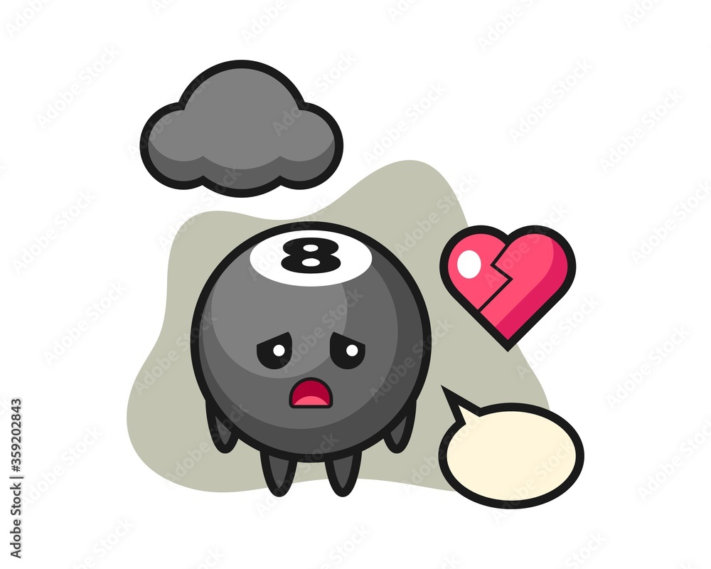 Eight ball billiard cartoon is broken heart Eight ball billiard cartoon is broken heart