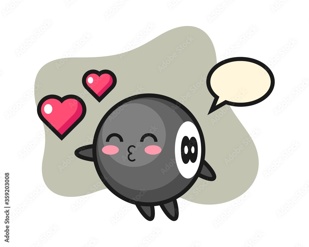 Eight ball billiard cartoon with kissing gesture Eight ball billiard cartoon with kissing gesture