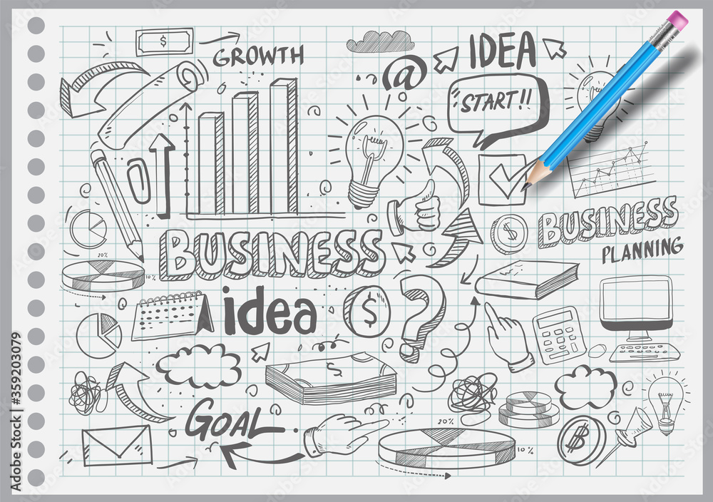 Business Idea doodles icons set. Vector illustration. isolated on white background. Business Idea doodles icons set. Vector illustration. isolated on white background.