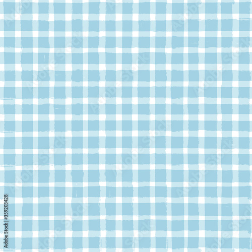 Blue Gingham seamless pattern. watercolor stripes, tartan texture for spring picnic table cloth, shirts, plaid, clothes, dresses, blankets, paper. vector checkered summer paint brush strokes.