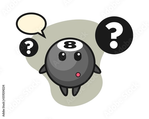 Eight ball billiard cartoon with the question mark