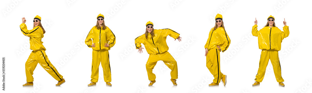 Woman in yellow suit isolated on white Woman in yellow suit isolated on white