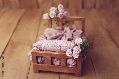 Fotografi Newborn Digital Background Spring rose Basket Prop for Newborn