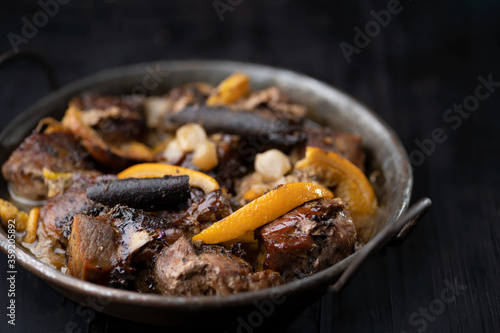 rustic traditional american mexican carnitas pork stew