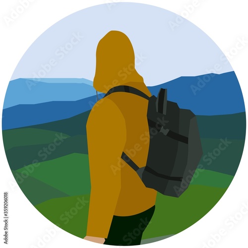 mountains tourist forests backpack sky