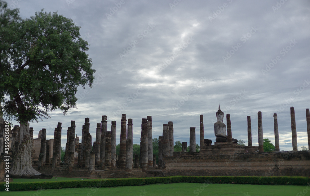 ruins of the ancient temple in Sukhothai historical park, Thailand