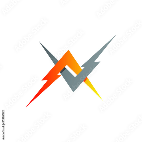 Letter a and v thunder logo in vector