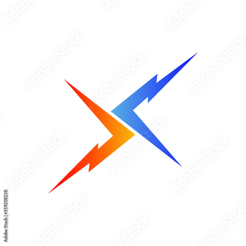 Letter x thunder logo in vector