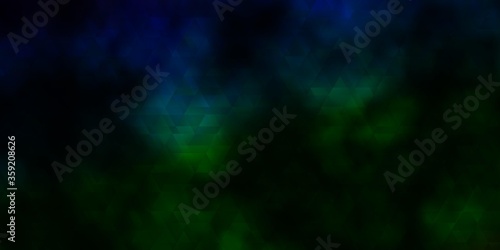 Dark Blue, Green vector texture with lines, triangles.