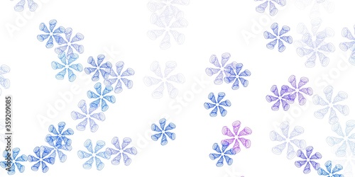 Light pink, blue vector natural artwork with flowers.