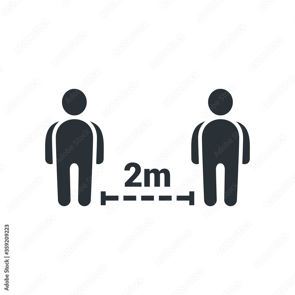 flat vector image on white background, social distance icon flat vector image on white background, social distance icon