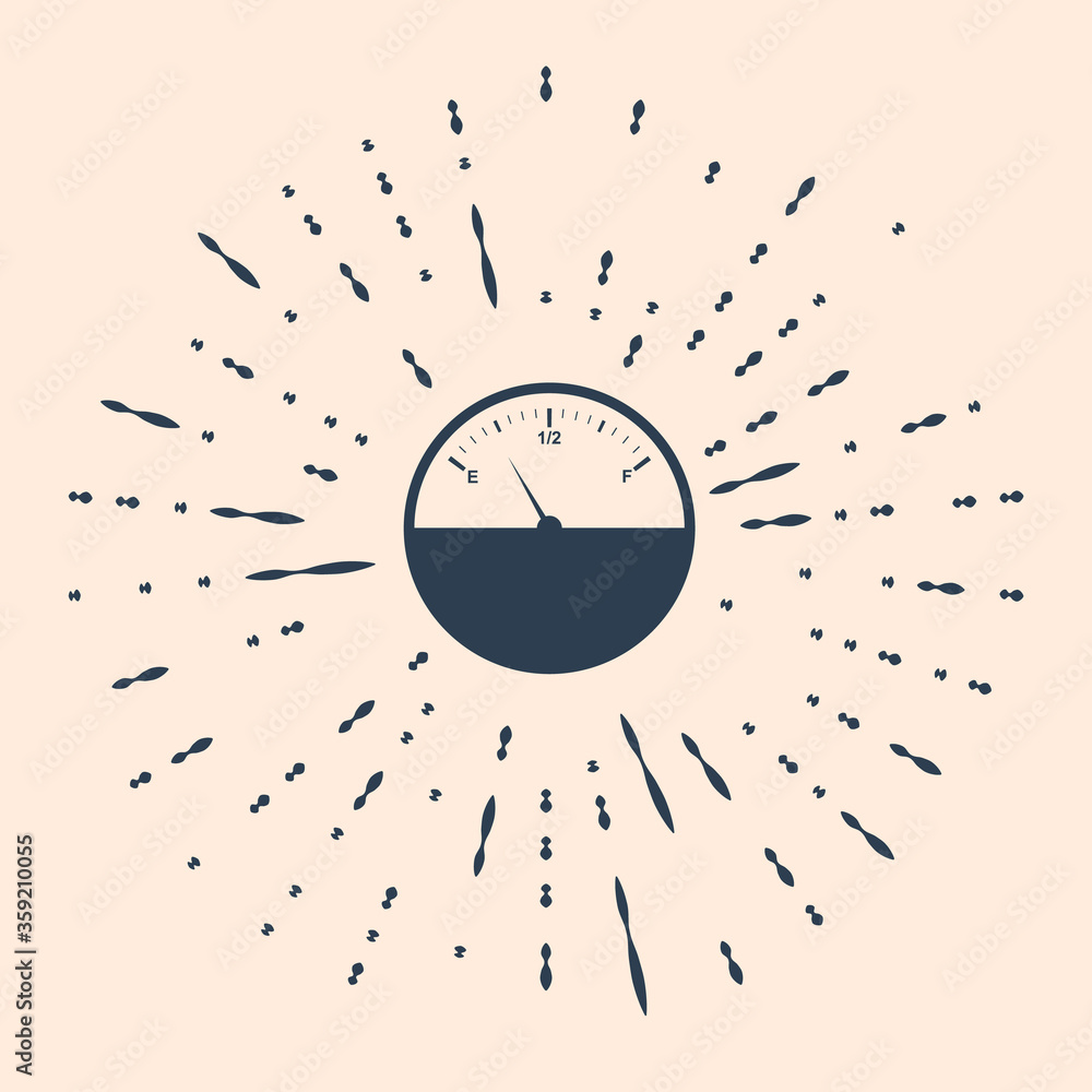 Black Fuel gauge icon isolated on beige background. Full tank. Abstract circle random dots. Vector Illustration. Black Fuel gauge icon isolated on beige background. Full tank. Abstract circle random dots. Vector Illustration.