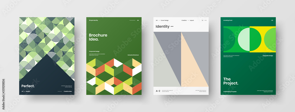 Fototapeta premium Abstract brochure cover vector design. Corporate identity geometric illustration template.