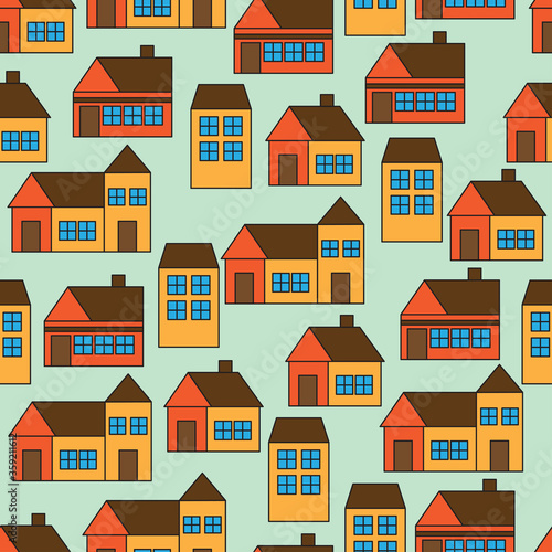 city view ornament seamless pattern. vector illustration