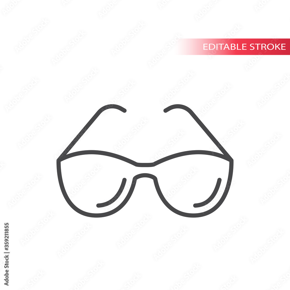Sunglasses, glasses frame simple thin line icon. Outline, editable stroke eyeglasses vector. Sunglasses, glasses frame simple thin line icon. Outline, editable stroke eyeglasses vector.