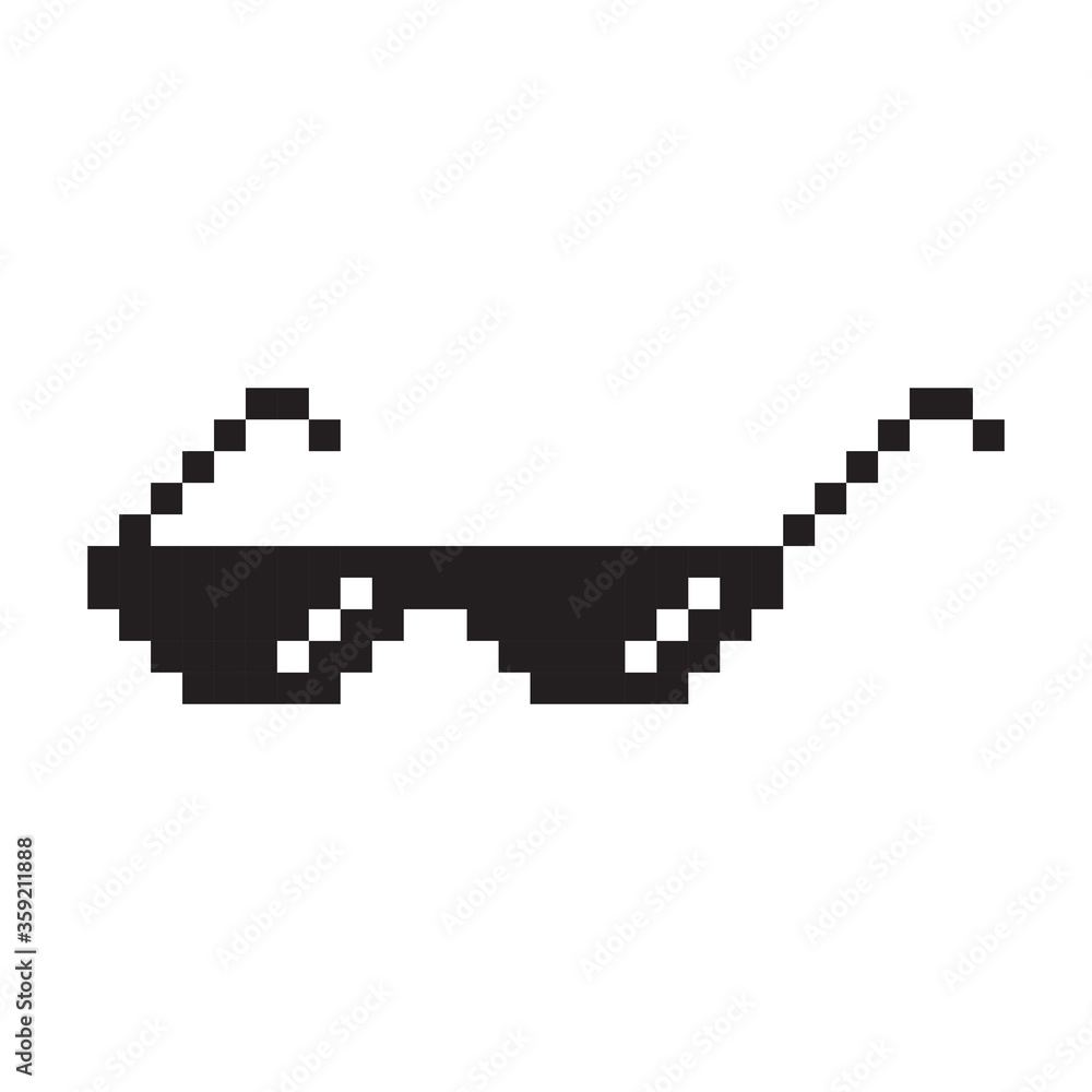 Sunglasses pixel style vector icon. Pixelated glasses pictogram symbol. Sunglasses pixel style vector icon. Pixelated glasses pictogram symbol.