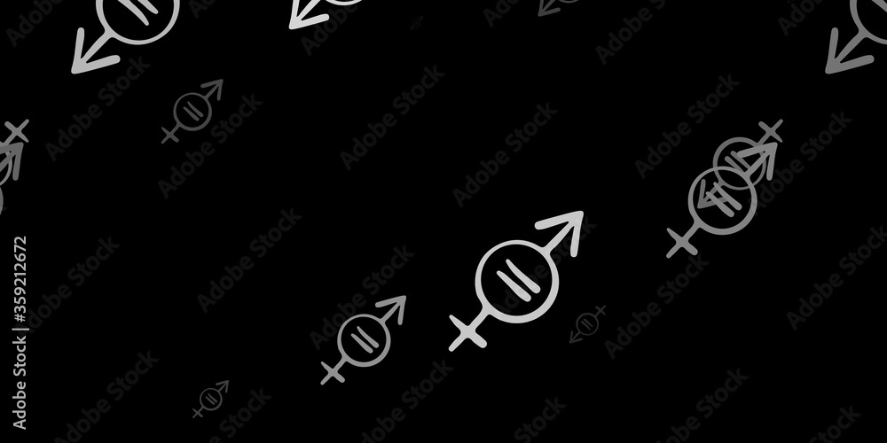 Dark Gray vector pattern with feminism elements. Dark Gray vector pattern with feminism elements.