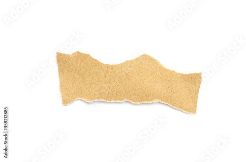 Recycled paper craft stick on a white background. Brown paper torn or ripped pieces of paper isolated on white background. 