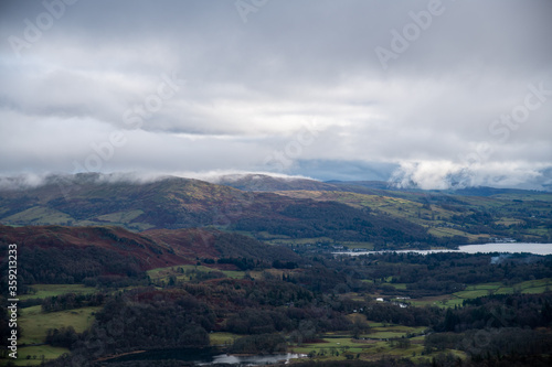 View of mountains and fells around the Langdale Valley  English Lake district  Cumbria in the winter