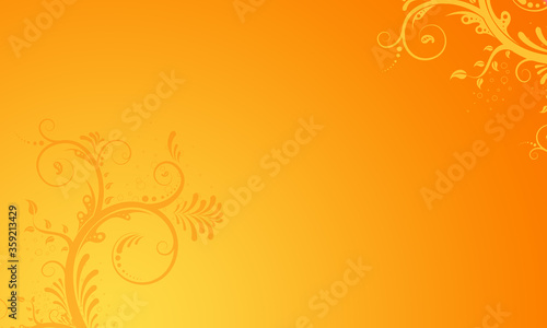 edler Hintergrund gelb gold orange, Pastell sonniges Leuchten Licht Sonnenschein, helle Blätter Ranken floral in Ecken am Rand, luxuriös goldenes zeitloses Design oder einfach nur elegant Gold Layout