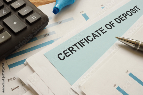 certificate of deposit CD is shown on the conceptual business photo