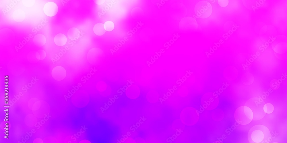 Light Purple vector background with circles. Glitter abstract illustration with colorful drops. Design for posters, banners.