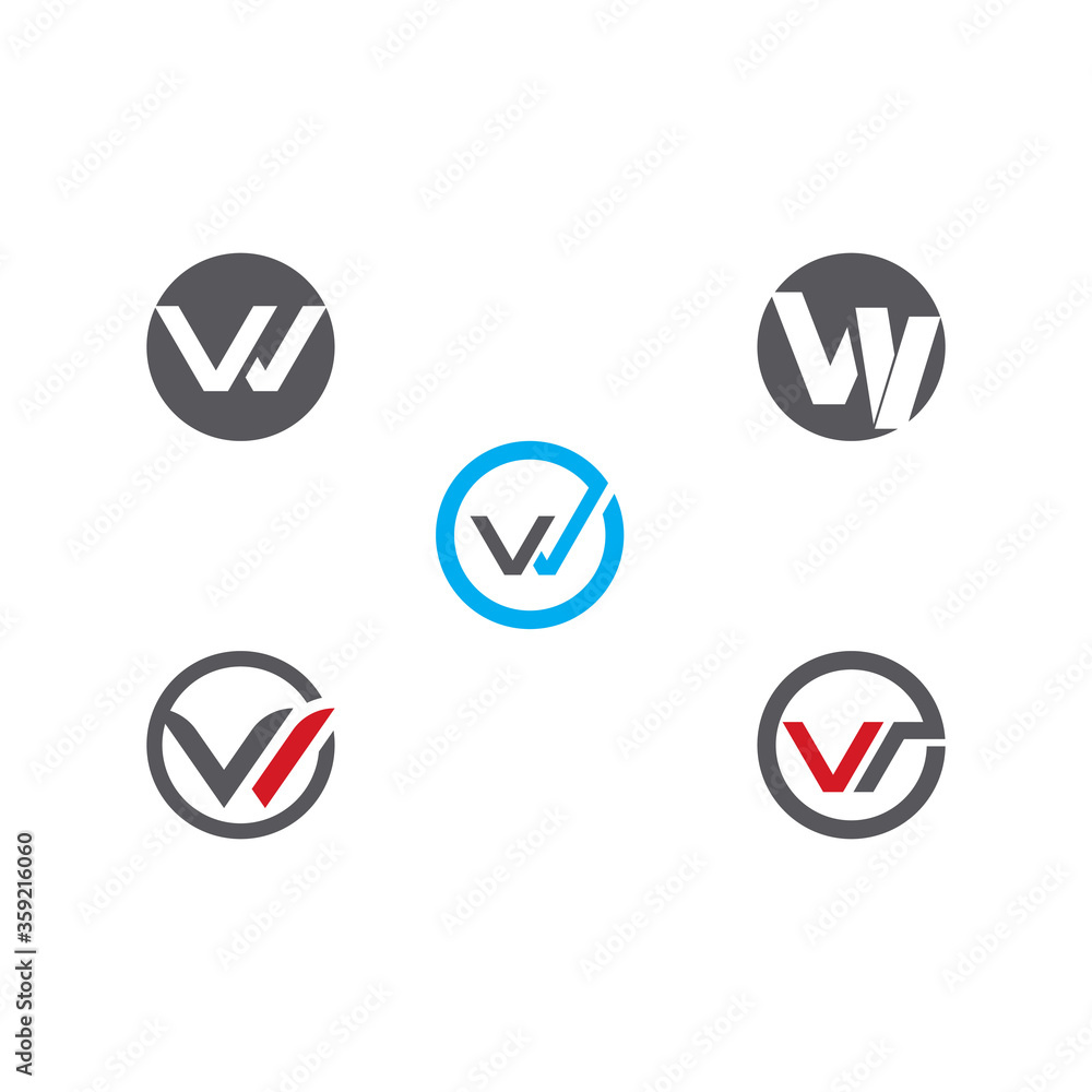 Set W Letter Logo Template