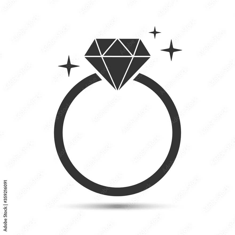 Diamond ring (elegance silver button, black version) icon vector Diamond ring (elegance silver button, black version) icon vector