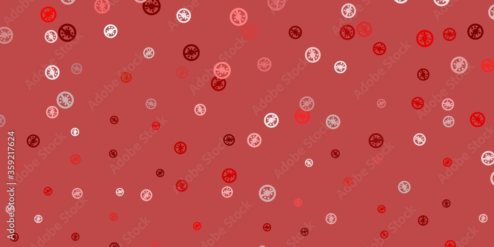 Light red vector background with covid-19 symbols. Light red vector background with covid-19 symbols.